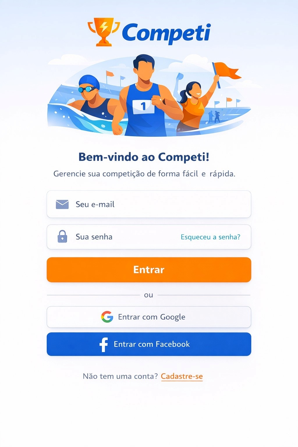 Tela do aplicativo Competi